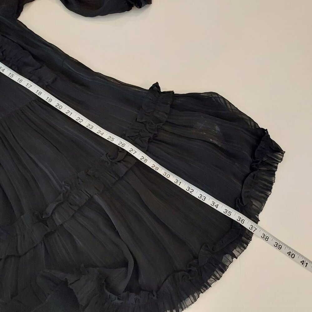 Reiss Justina Striped Ruffled Sheer Black Mini Dress Size 2 NWOT - Picture 4 of 15